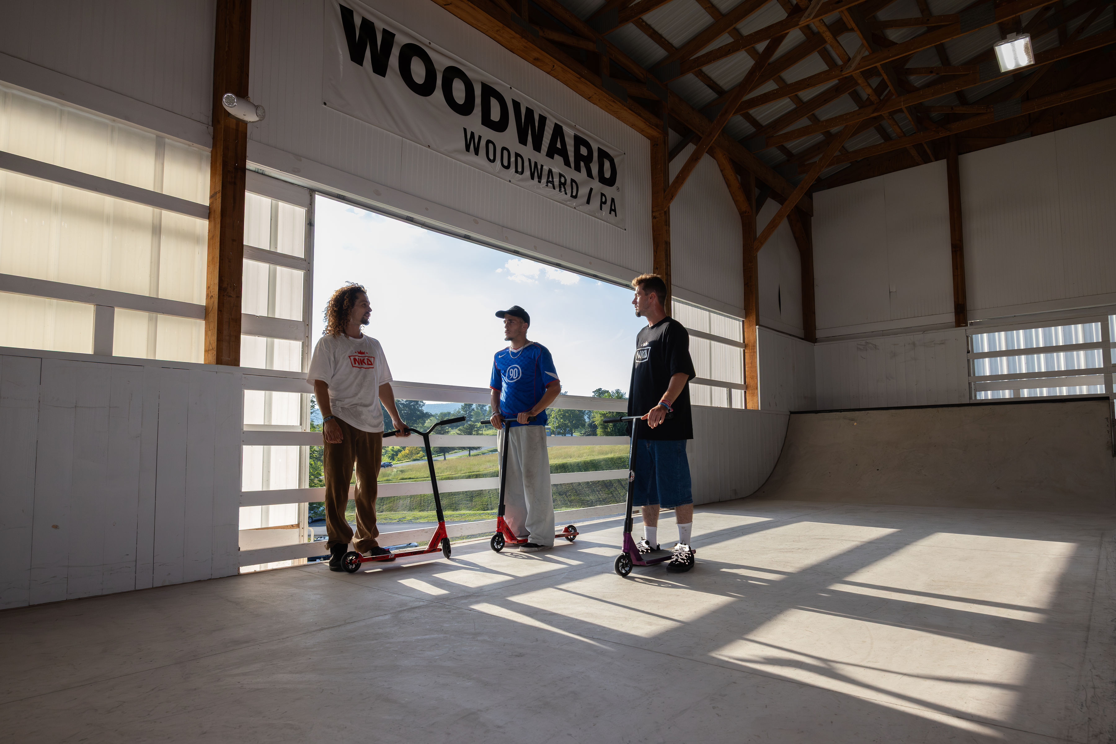 Mathias Villers, Matis Neyroud og Mattéo Wozniak sammen på Woodward i Pennsylvania