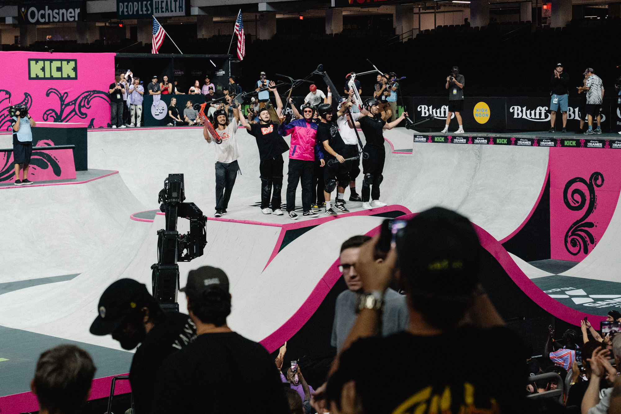 Løbehjulskørere samlet på X Games-banen i New Orleans