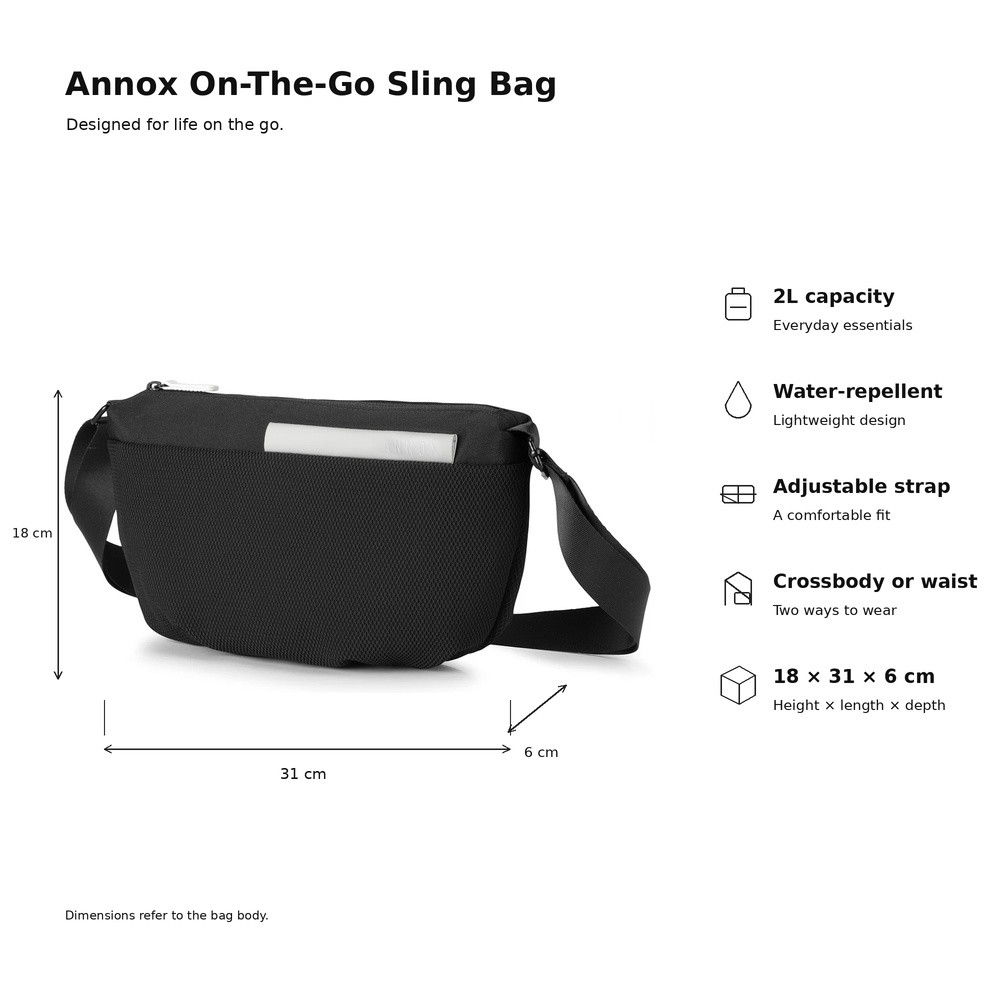 Annox On-The-Go Sling Bag – Vandafvisende taske til skate og løbehjul