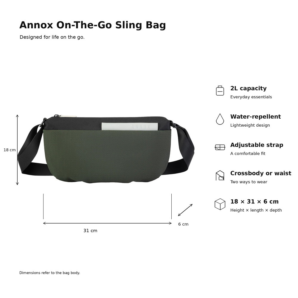 Annox On-The-Go Sling Bag – Vandafvisende taske til skate og løbehjul