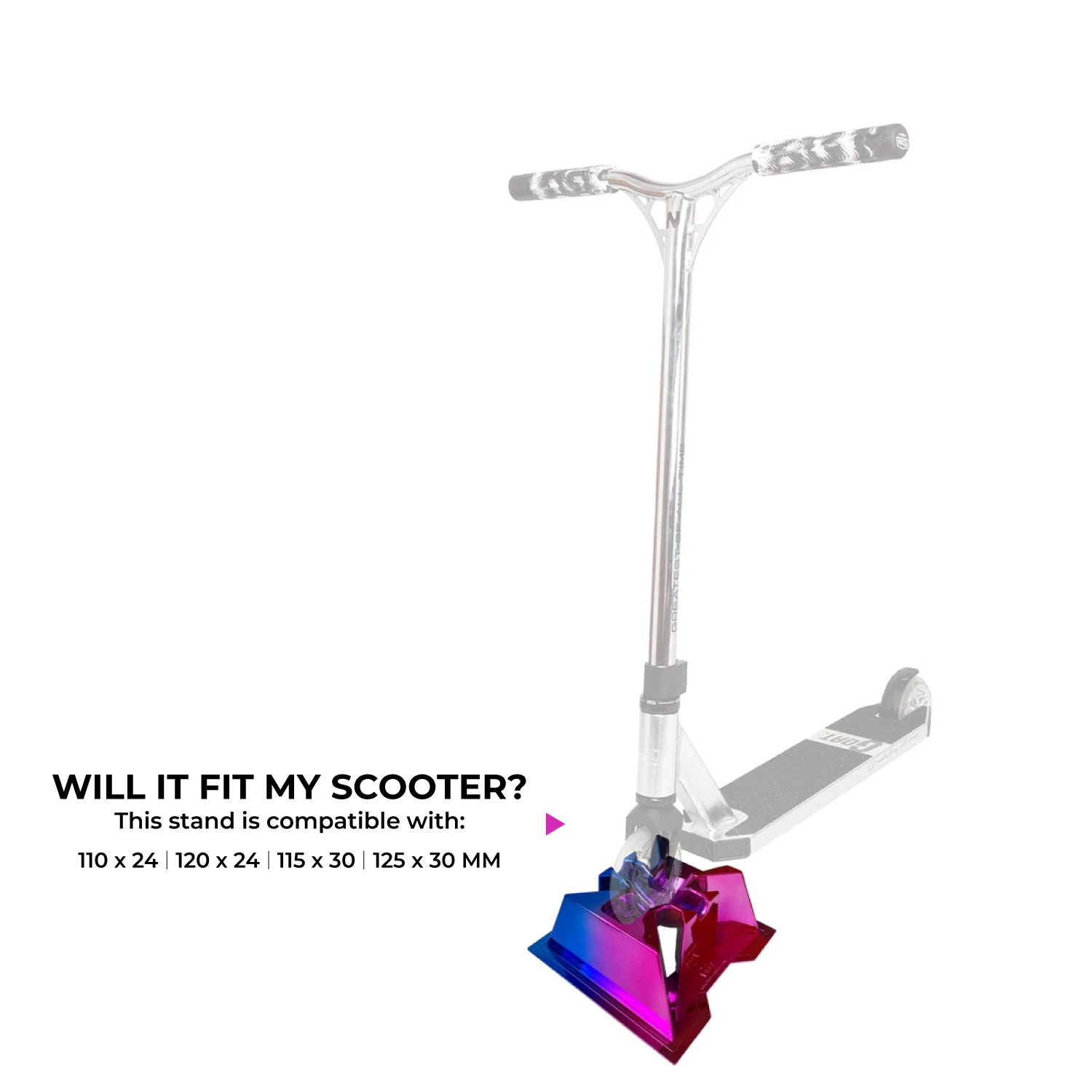 NKD Pro løbehjulstativ – stabil holder til 110–125 mm hjul, 24/30 mm bredde