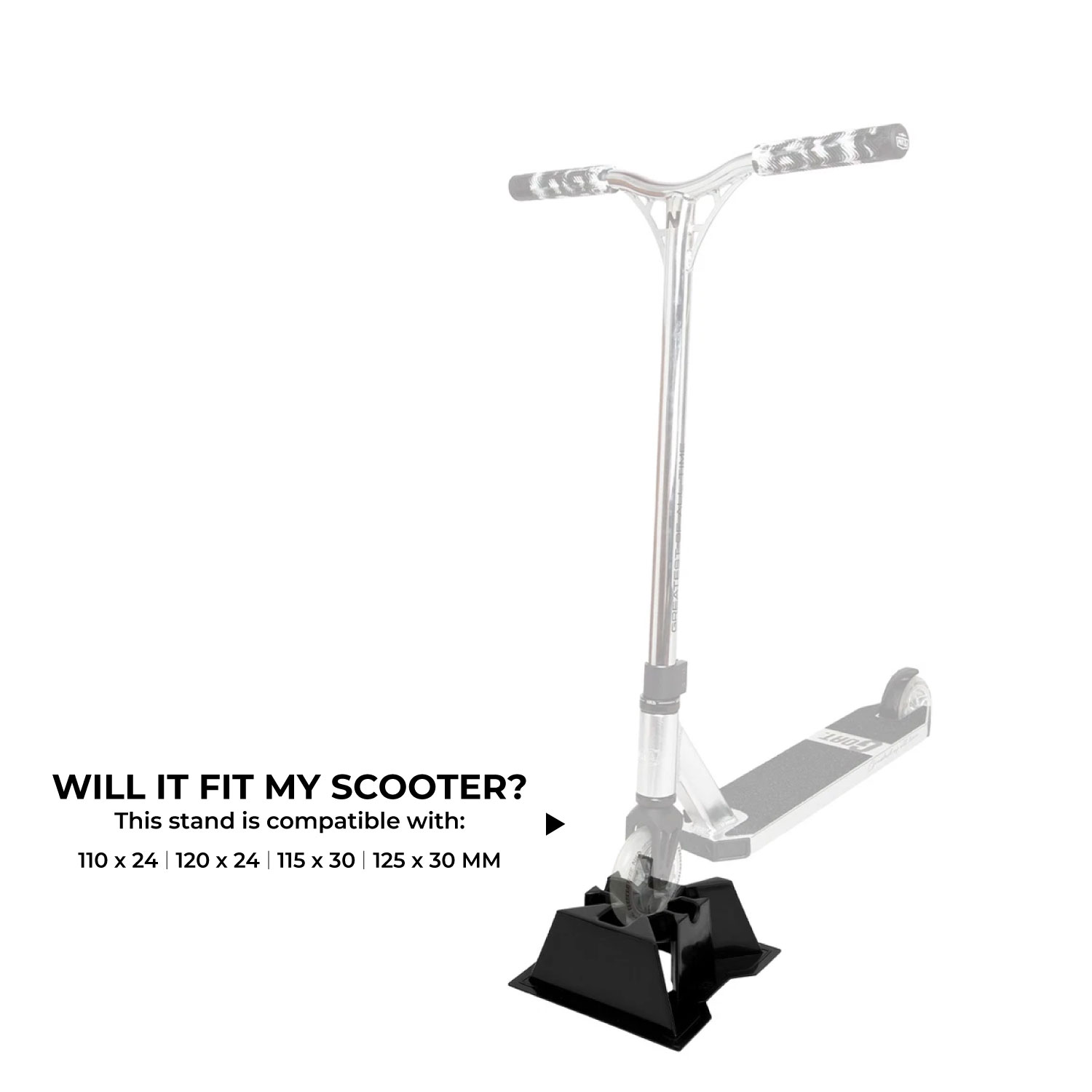 NKD Pro løbehjulstativ – stabil holder til 110–125 mm hjul, 24/30 mm bredde