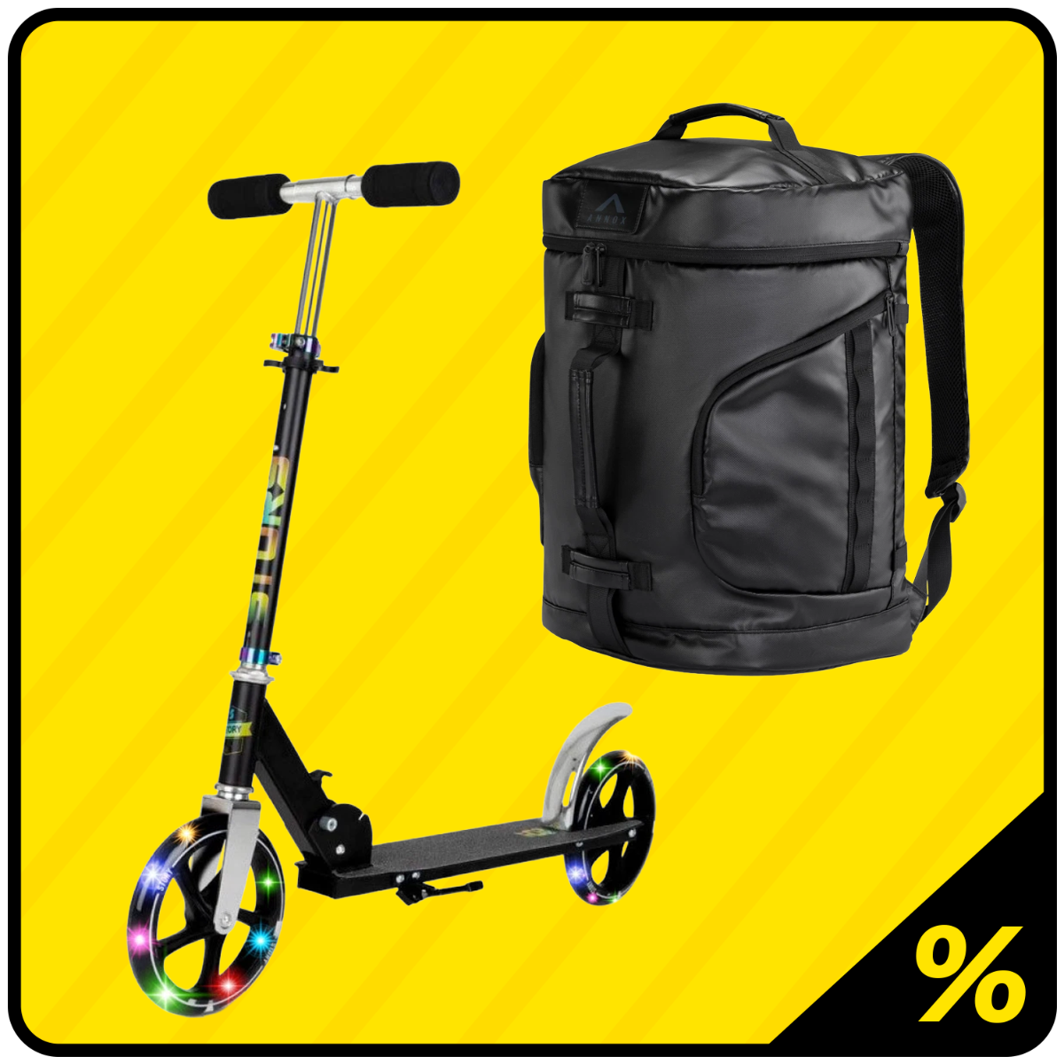 10% Ekstra Rabat - Løbehjul & taske Pakke - 7-18 år