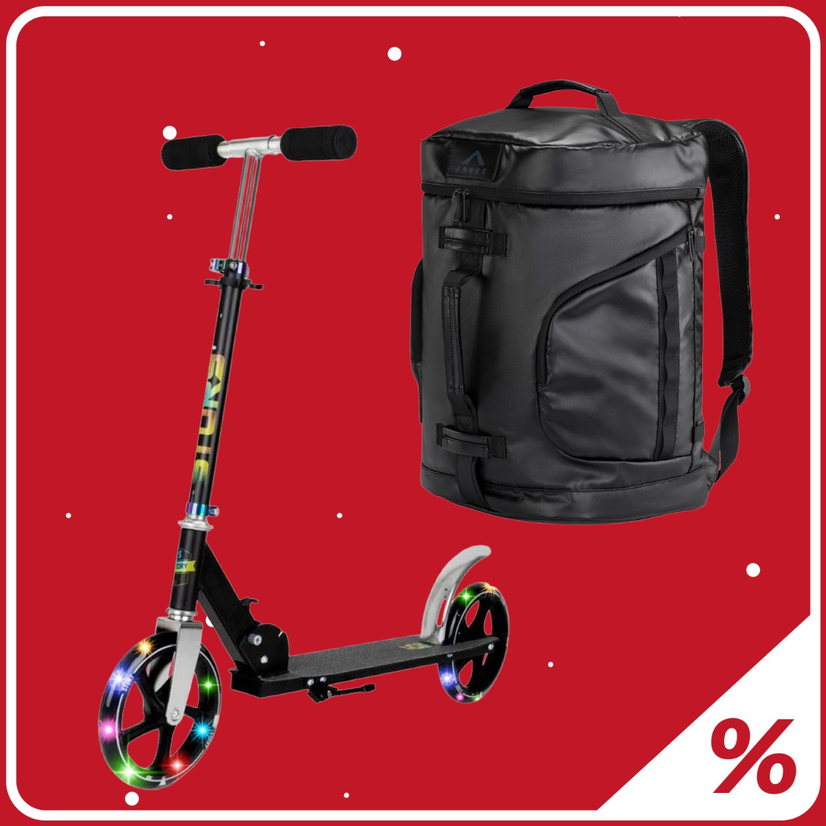 10% Ekstra Rabat - Løbehjul & taske Pakke - 7-18 år