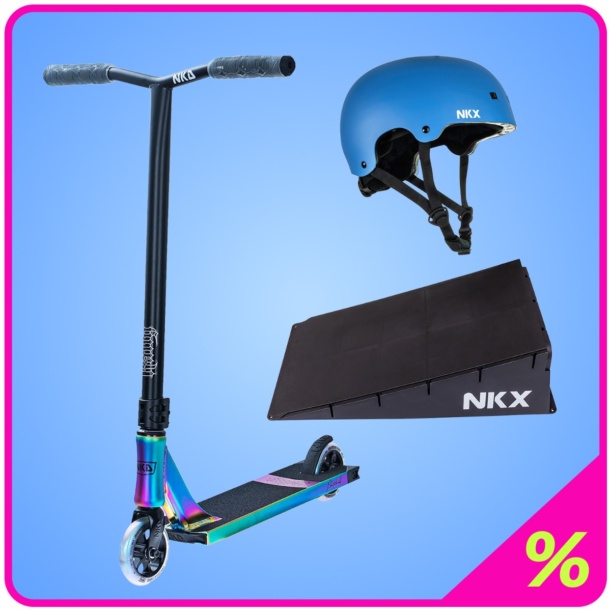 10% Ekstra Rabat – Trick Løbehjul, Rampe & Hjelm Pakke – Begynder 5–10 år