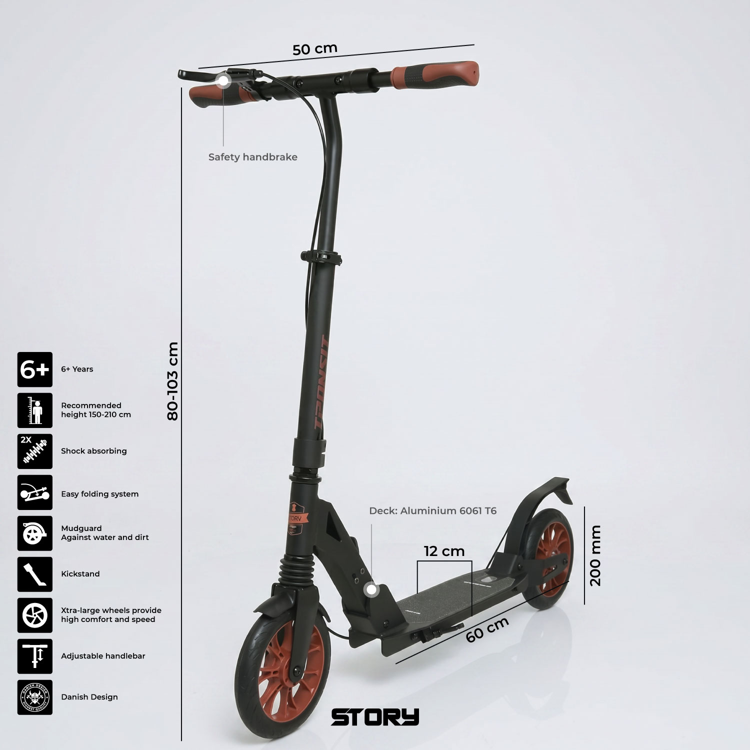 Story Transit X Transport Løbehjul med dobbelt affjedring + skivebremse